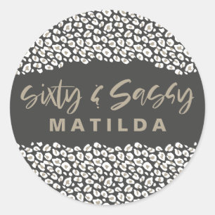 Sticker Rond Empreinte de léopard soixante et sassy 60e anniver