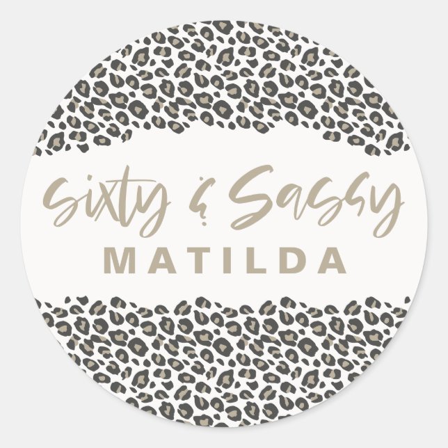 Sticker Rond Empreinte de léopard soixante et sassy 60e anniver (Devant)