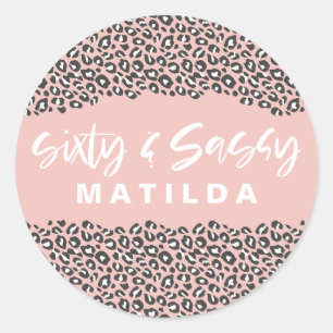 Sticker Rond Empreinte de léopard soixante et sassy 60e anniver