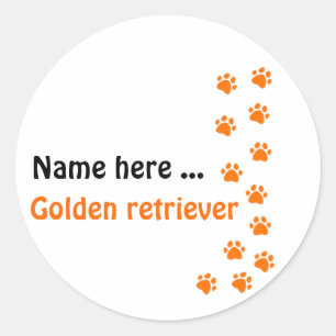 Sticker Rond Empreinte de patte - ajoutez votre propre nom ou r