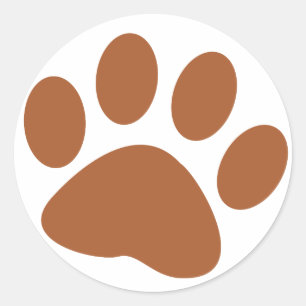 Sticker Rond Empreinte de patte animal de chien Brown