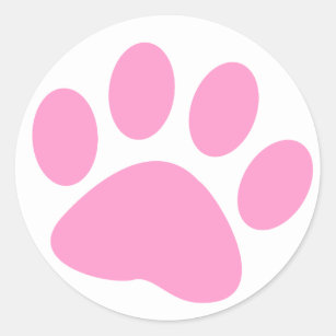 Sticker Rond Empreinte de patte animal de chien rose pâle