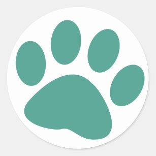 Sticker Rond Empreinte de patte animal de chien turquoise