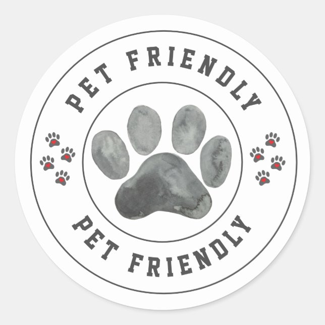 Sticker Rond empreinte de patte aquarelle pour animaux de compa (Devant)