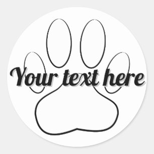 Sticker Rond Empreinte de patte blanc Ajouter un texte personna