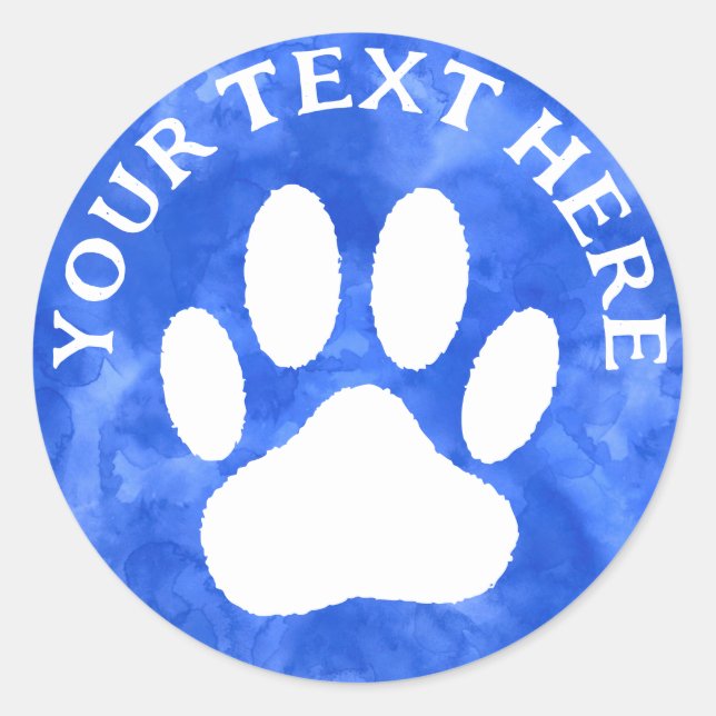 Sticker Rond Empreinte de patte blanche Texte modifiable Aquare (Devant)