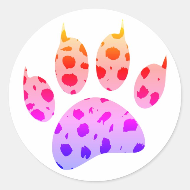 Sticker Rond Empreinte de patte coloré de Cheetah (Devant)