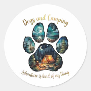 Sticker Rond Empreinte de patte de camping pour les amoureux de