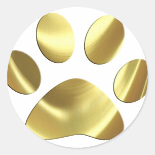 Sticker Rond Empreinte de patte de chat d'or