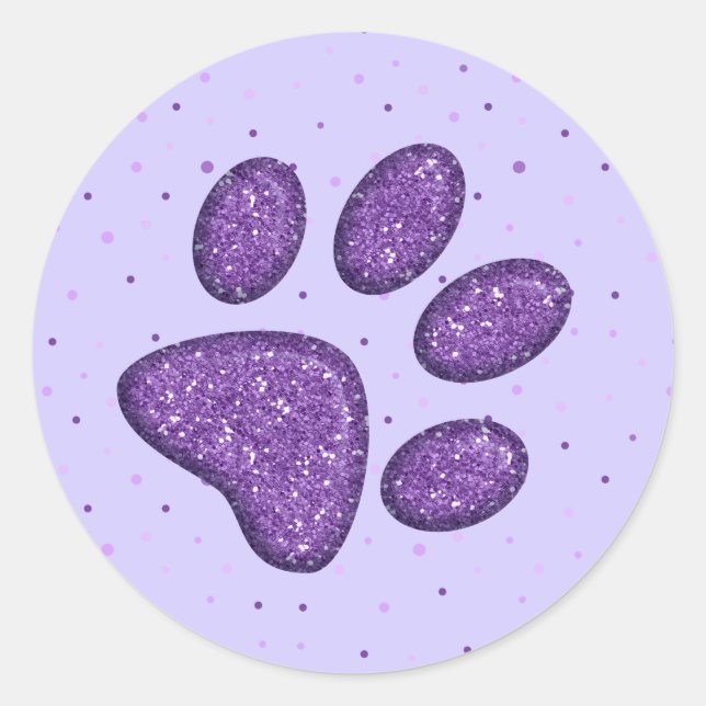 Sticker Rond empreinte de patte de chat mousseux - violet (Devant)