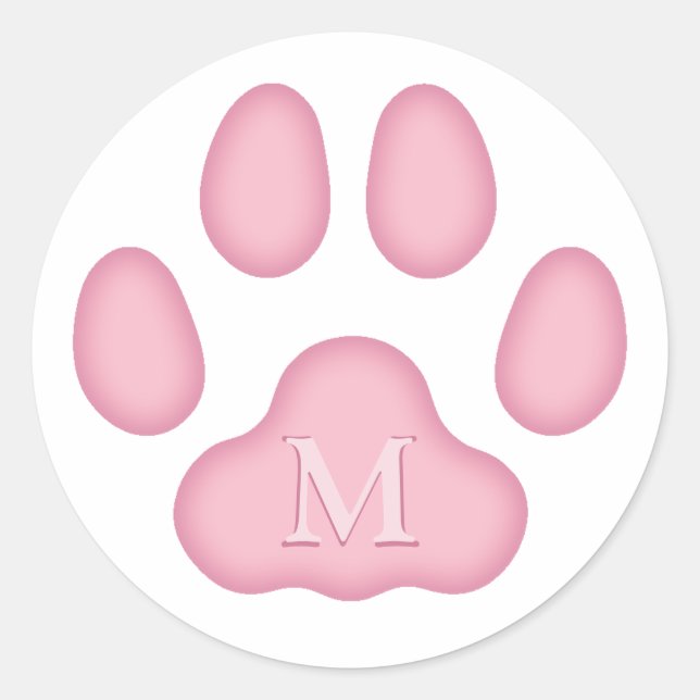 Sticker Rond Empreinte de patte de chat rose Personnalisé Anima (Devant)