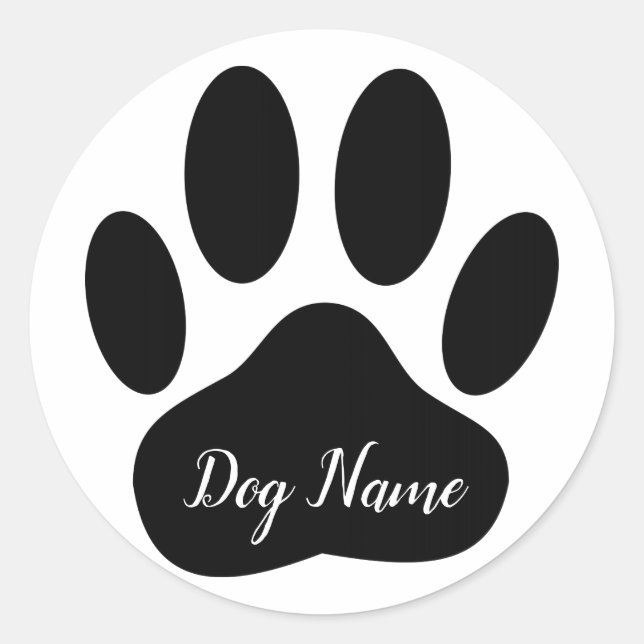 Sticker Rond Empreinte de patte de chien avec nom modifiable  (Devant)