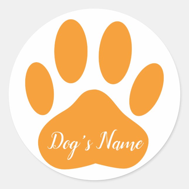 Sticker Rond Empreinte de patte De Chien Avec Nom Personnalisé  (Devant)