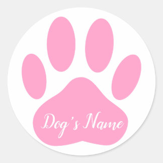 Sticker Rond Empreinte de patte De Chien Avec Nom Personnalisé 