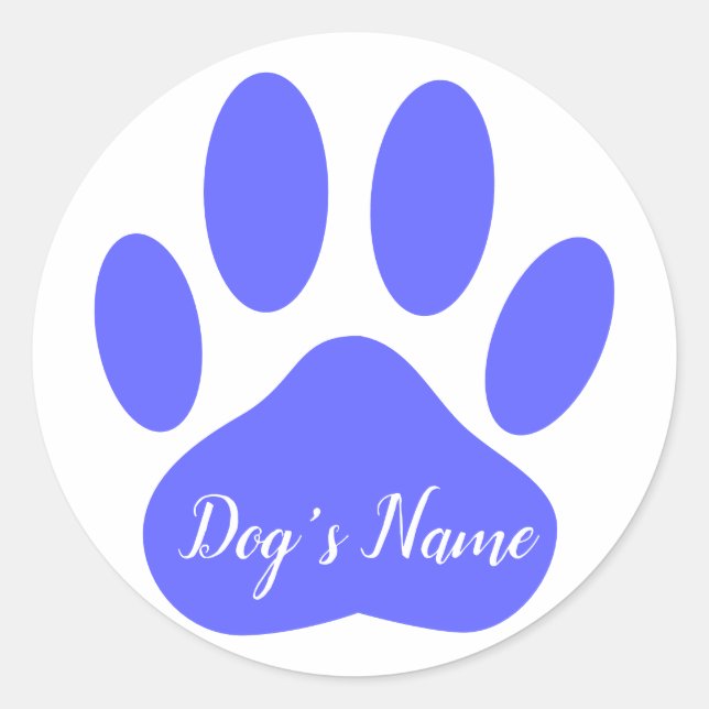 Sticker Rond Empreinte de patte de chien avec nom personnalisé  (Devant)