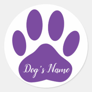 Sticker Rond Empreinte de patte De Chien Avec Nom Personnalisé