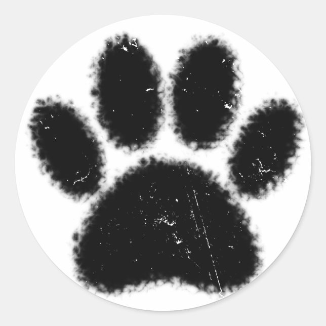 Sticker Rond Empreinte de patte De Chien Rough Et Distressed (Devant)