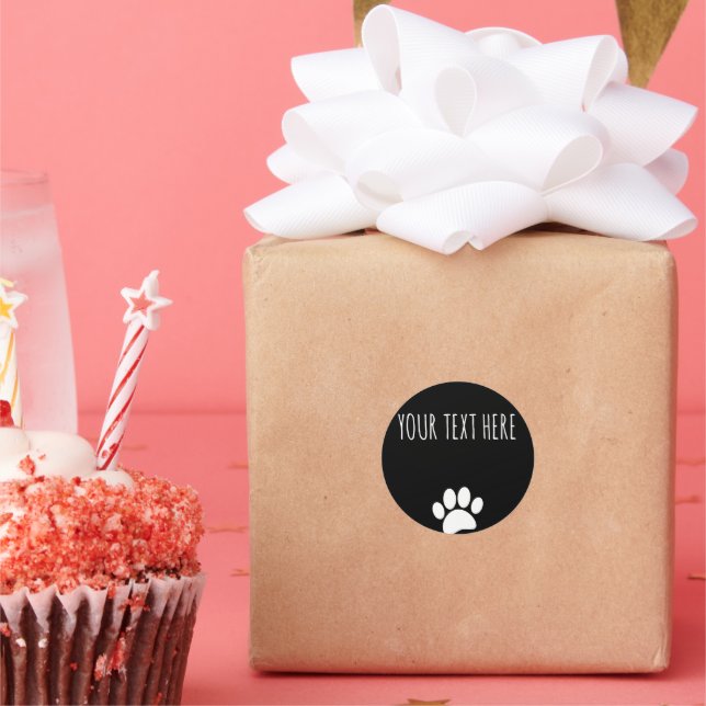Sticker Rond Empreinte de patte de chien texte personnalisé noi (Fête)