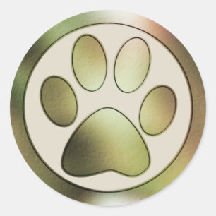 Sticker Rond Empreinte de patte de style d'huile