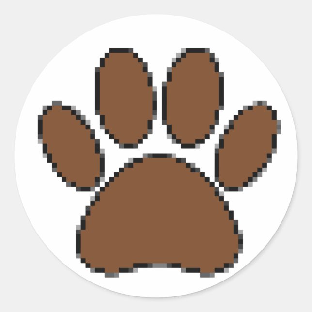 Sticker Rond Empreinte de patte Pixel Dog (Devant)