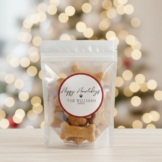 Sticker rond Empreinte de patte Red Happy Howliday (Créateur téléchargé)