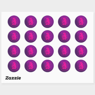 Sticker Rond Empreinte rose sur violet