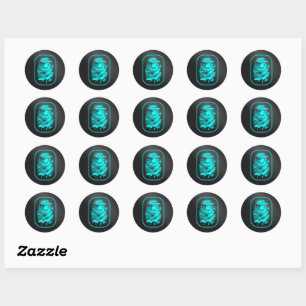 Sticker Rond Empreinte turquoise