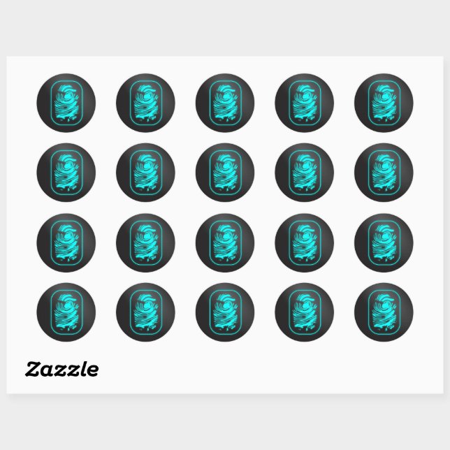 Sticker Rond Empreinte turquoise (Feuille)