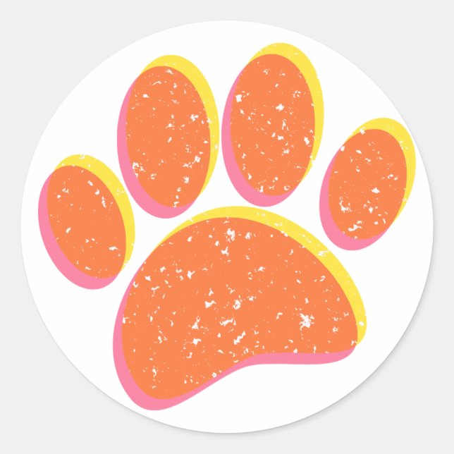 Sticker Rond Empreinte vintage de chien gris (Devant)