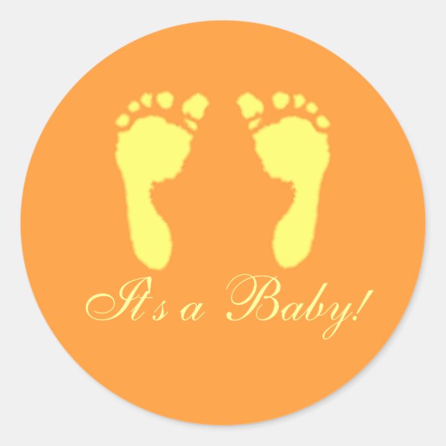 Sticker Rond Empreintes bébé (Jaune) (Devant)