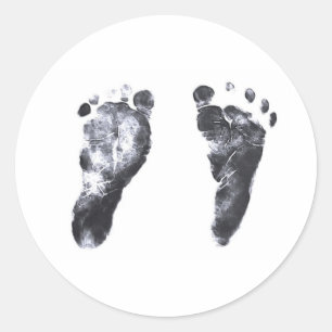 Sticker Rond Empreintes de pas de bébé