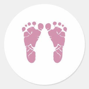 Sticker Rond Empreintes de pas roses de bébé