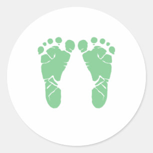 Sticker Rond Empreintes de pas vertes de bébé