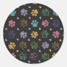 Empreintes de patte gribouillées colorées