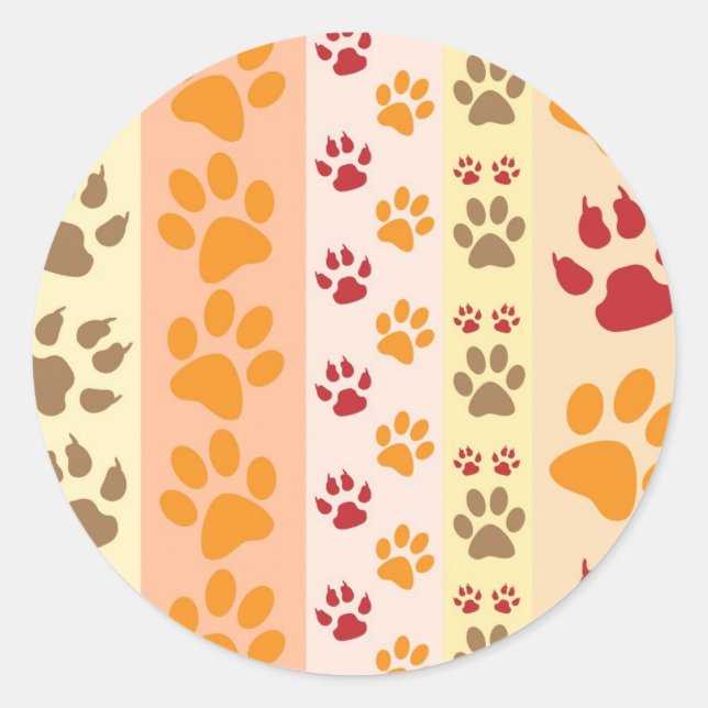 Sticker Rond Empreintes de pattes Amoureux de les chiens mignon (Devant)