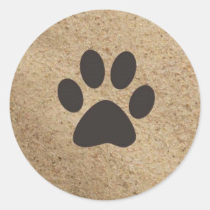 Sticker Rond Empreintes de pattes dans le sable
