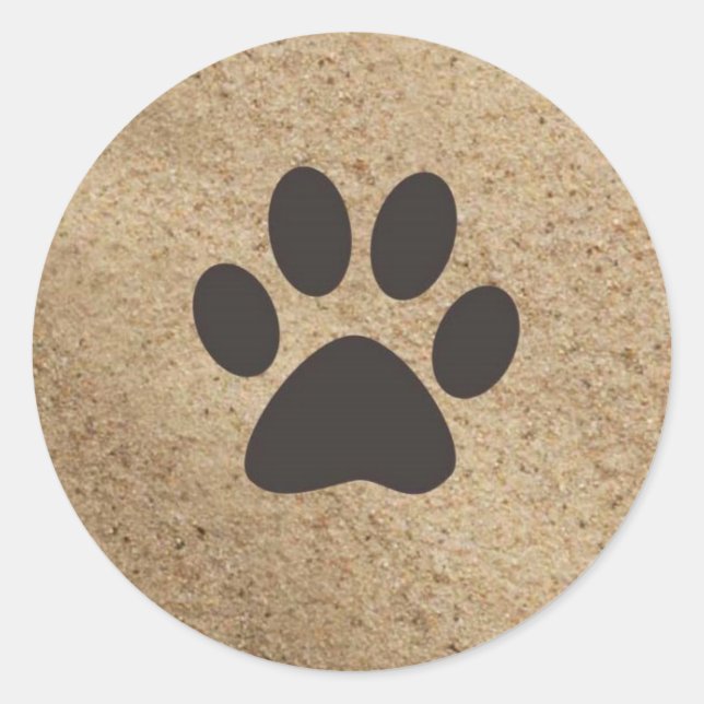 Sticker Rond Empreintes de pattes dans le sable (Devant)