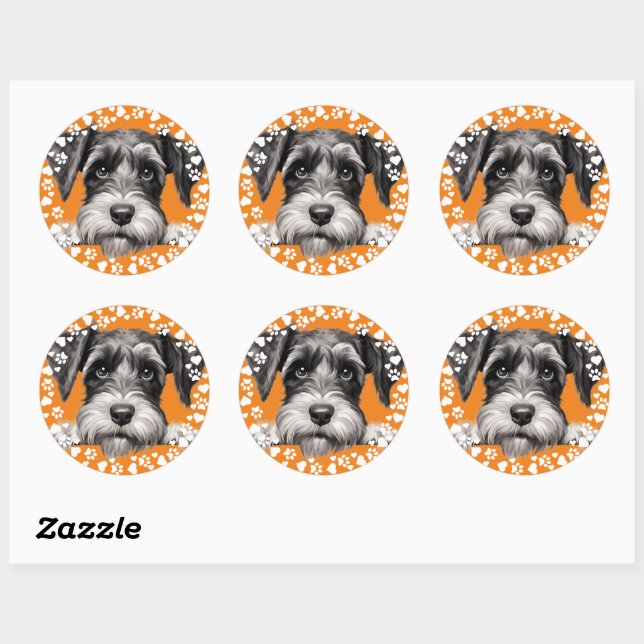 Sticker Rond Empreintes de pattes de chiens photo personnalisés (Feuille)