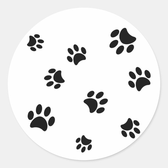 Sticker Rond Empreintes de pattes noires (Devant)