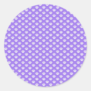 Sticker Rond Empreintes de pattes sur Purple