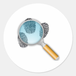 Sticker Rond Empreintes digitales sous une loupe