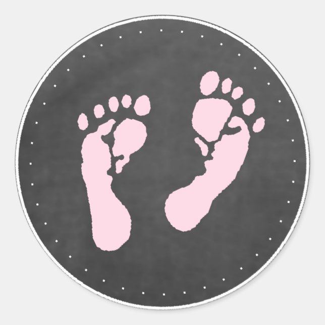 Sticker Rond Empreintes roses (Devant)