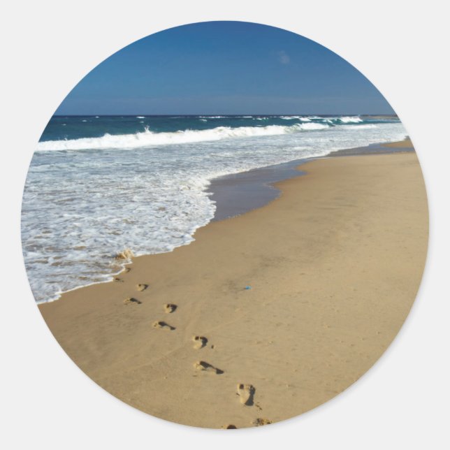 Sticker Rond Empreintes sur la plage, Mabibi, Thongaland (Devant)