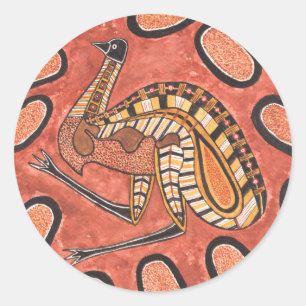 Sticker Rond Emu peinture artistique autochtone