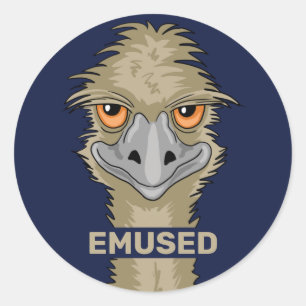 Sticker Rond Emused Funny Emu Pun