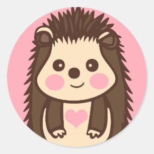 Sticker Rond En amour avec Hérisson Cute Hedgie