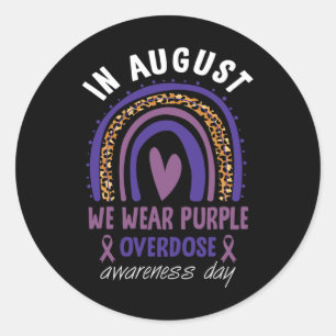 Sticker Rond En Août, Nous Portons Violet Surdose Jour de sensi