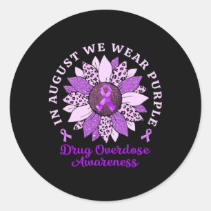 Sticker Rond En Août Nous Portons Violet Tournesol Drogue Overd