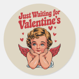 Sticker Rond En attendant simplement la Saint-Valentin Bébé Cup