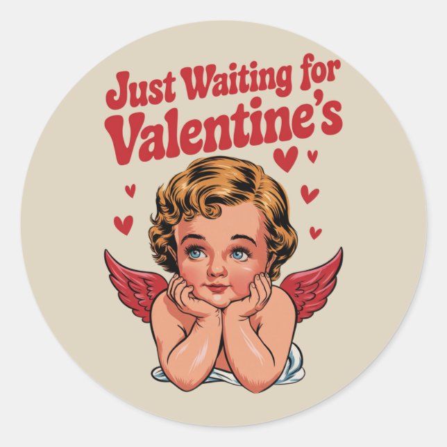 Sticker Rond En attendant simplement la Saint-Valentin Bébé Cup (Devant)